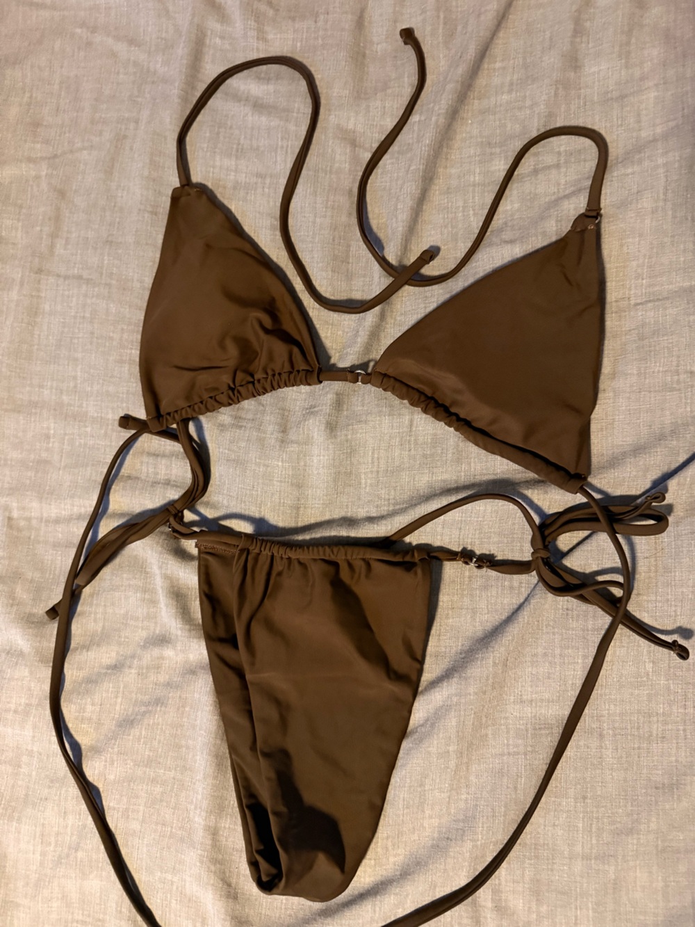 SHEIN Brown Triangle Tie Bikini Set